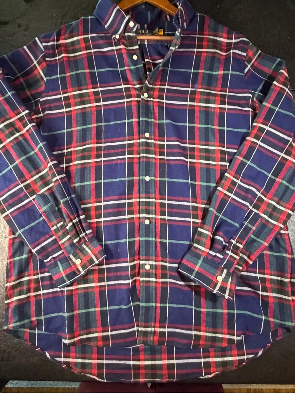 Polo by Ralph Lauren Navy Red Green Plaid Button-Down Shirt